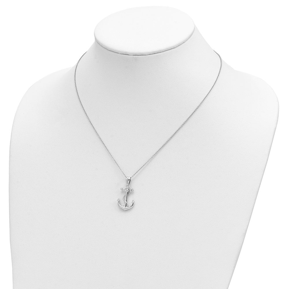 Sentimental Expressions Sterling Silver Rhodium-plated CZ My Mother My Anchor 18in Necklace