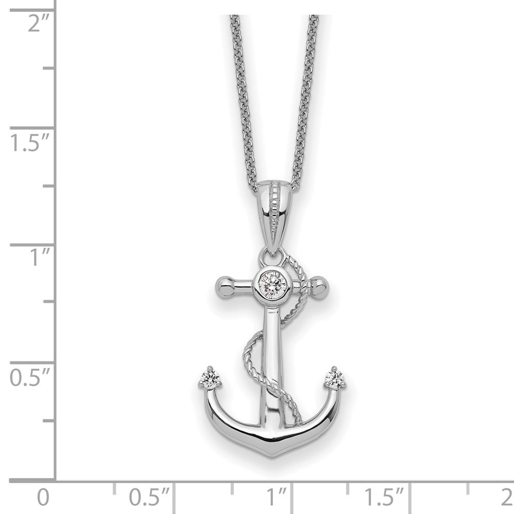 Sentimental Expressions Sterling Silver Rhodium-plated CZ My Mother My Anchor 18in Necklace