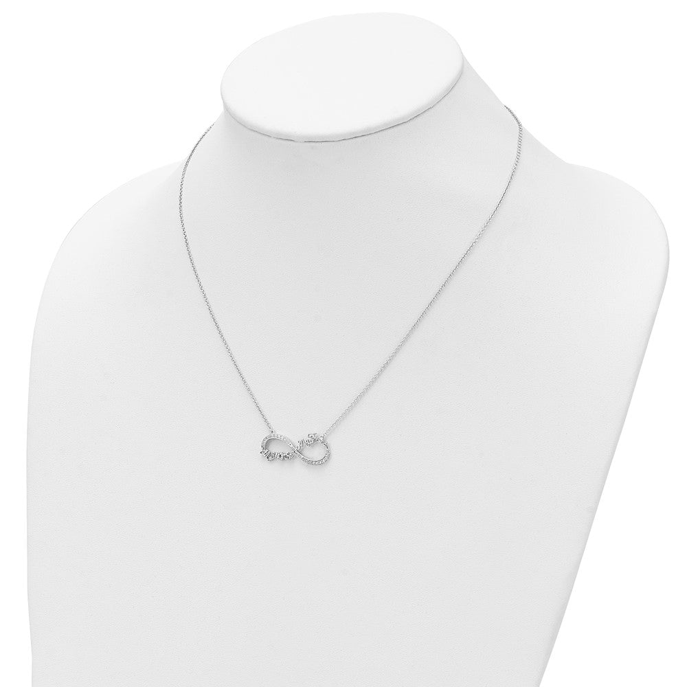 Sentimental Expressions Sterling Silver Rhodium-plated CZ My Mother My Friend 18in Necklace