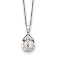 Sentimental Expressions Sterling Silver Rhodium-plated FWC Pearl Commitment 18in Necklace