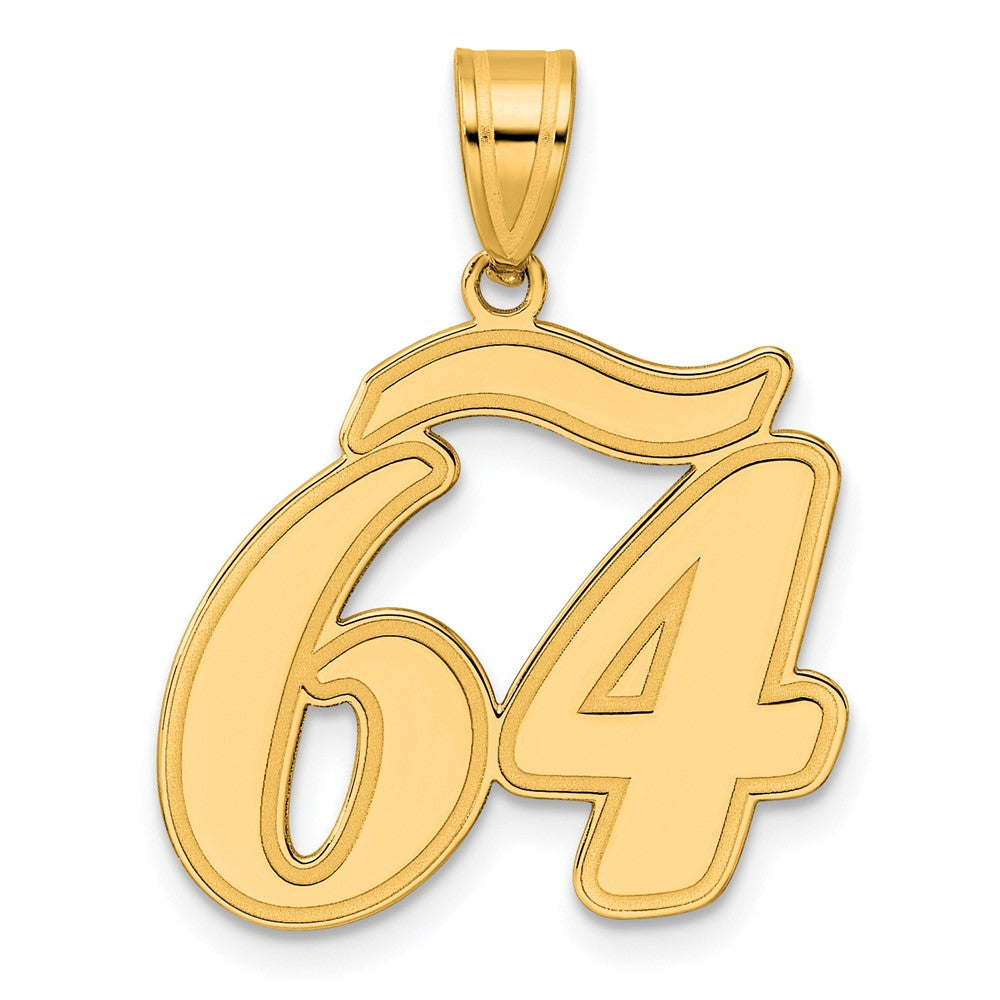 14k Brushed Border Script Number 64 Pendant – TreasureFineJeweler