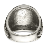Stainless Steel w/14k Accent Antiqued and Polished Cross Ring