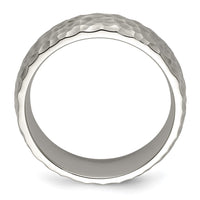 Stainless Steel Brushed and Polished Hammered 7.5mm Band