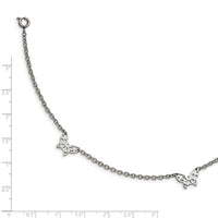 Stainless Steel Polished Butterfly Charms w/1in ext. 9.5in Anklet