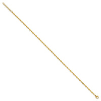 Stainless Steel Polished Yellow IP Fancy Beaded 9.5in w/1in ext. Anklet