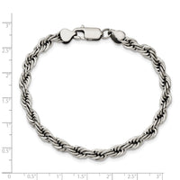 Stainless Steel Polished 6mm 9in Rope Bracelet