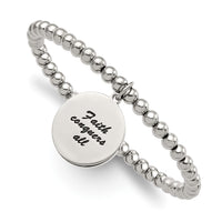 Stainless Steel Polished Yellow IP Cross w/Crystal FAITH Stretch Bracelet