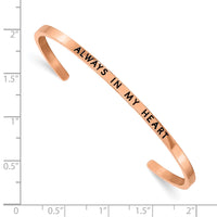 Stainless Steel Polished Rose IP w/Enamel/Crystal IN MY HEART Cuff Bangle