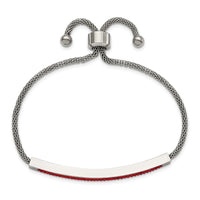 Stainless Steel Polished with Red Glass Adjustable Bracelet