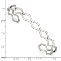 Stainless Steel Polished Wavy Cuff Bangle