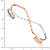 Stainless Steel Polished Rose IP-plated Cuff Bangle