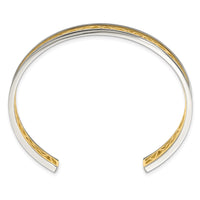 Stainless Steel Polished Yellow IP-plated Cut out Center 9.5mm Bangle