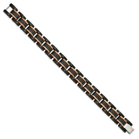 Stainless Steel Brushed Polished Black/Rose IP Carbon Fiber 8.5in Bracelet