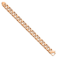Stainless Steel  Polished Rose IP-plated w/CZ 7.75in Bracelet