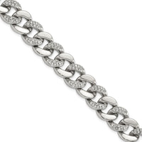 Stainless Steel Polished w/CZ 8in Bracelet