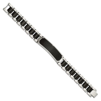 Stainless Steel Brushed and Polished Black IP-plated 8.5in ID Bracelet