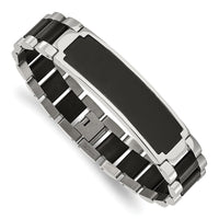 Stainless Steel Brushed and Polished Black IP-plated 8.5in ID Bracelet