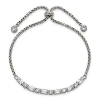 Stainless Steel Polished with CZ Adjustable Bracelet