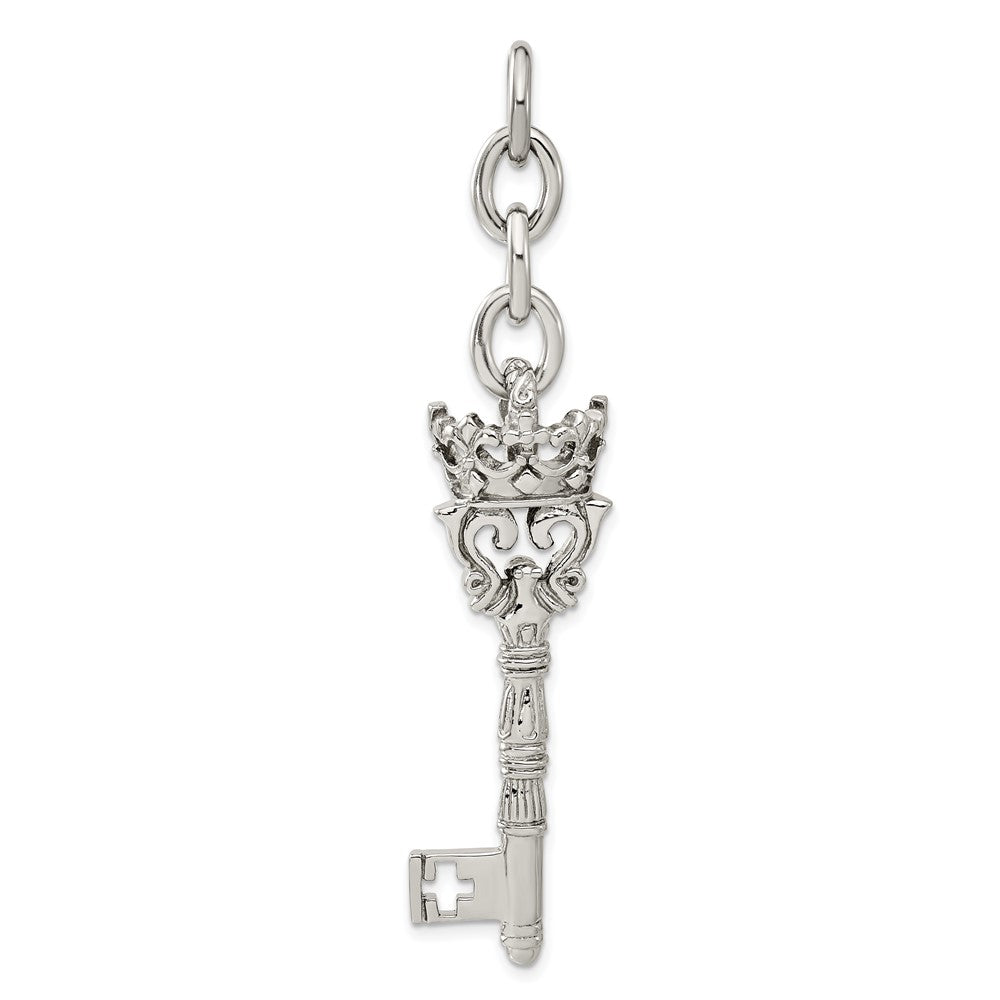 Stainless Steel Crown & Key Interchangeable Charm Pendant ...