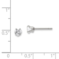 Stainless Steel Polished 4mm Heart CZ Stud Post Earrings