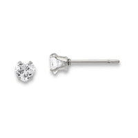 Stainless Steel Polished 4mm Heart CZ Stud Post Earrings