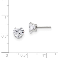 Stainless Steel Polished 7mm Heart CZ Stud Post Earrings