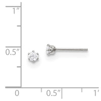Stainless Steel Polished 3mm CZ Stud Post Earrings