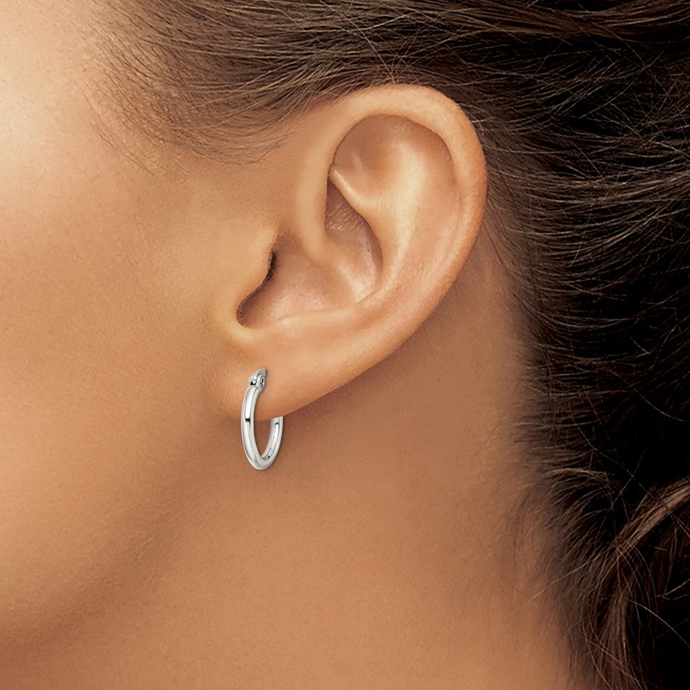 Stainless Steel Polished 15.5mm Diameter Hoop Earrings