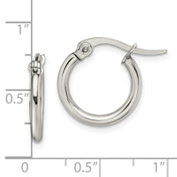 Stainless Steel Polished 15.5mm Diameter Hoop Earrings