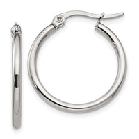 Chisel Stainless Steel Polished 22mm Diameter 2mm Hoop Earrings