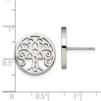 Stainless Steel Polished Tree of Life Post Earrings
