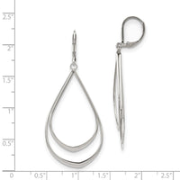 Stainless Steel Polished Double Teardrop Dangle Leverback Earrings