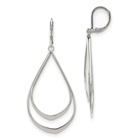 Stainless Steel Polished Double Teardrop Dangle Leverback Earrings
