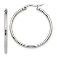 Stainless Steel Polished 32.5mm Diameter Hoop Earrings