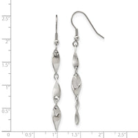 Stainless Steel Polished Twisted Dangle Shepherd Hook Earrings