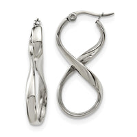 Stainless Steel Polished Infinity Symbol Twist Hoop Earrings