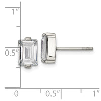 Chisel Stainless Steel Polished Rectangle CZ Post Earrings
