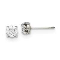 Stainless Steel Polished CZ Post Earrings