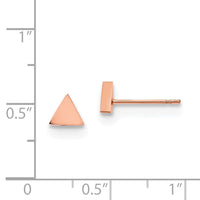 Stainless Steel Polished Rose IP-plated Triangle Post Earrings