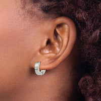 Stainless Steel Brushed and Polished 4mm Hinged Hoop Earrings