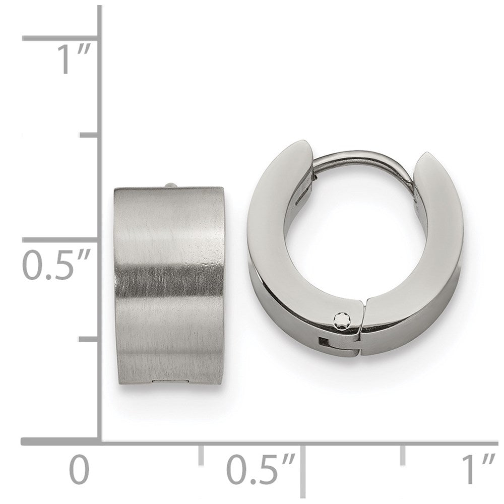 Stainless Steel Brushed and Polished 7mm Hinged Hoop Earrings