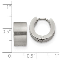 Stainless Steel Brushed and Polished 7mm Hinged Hoop Earrings