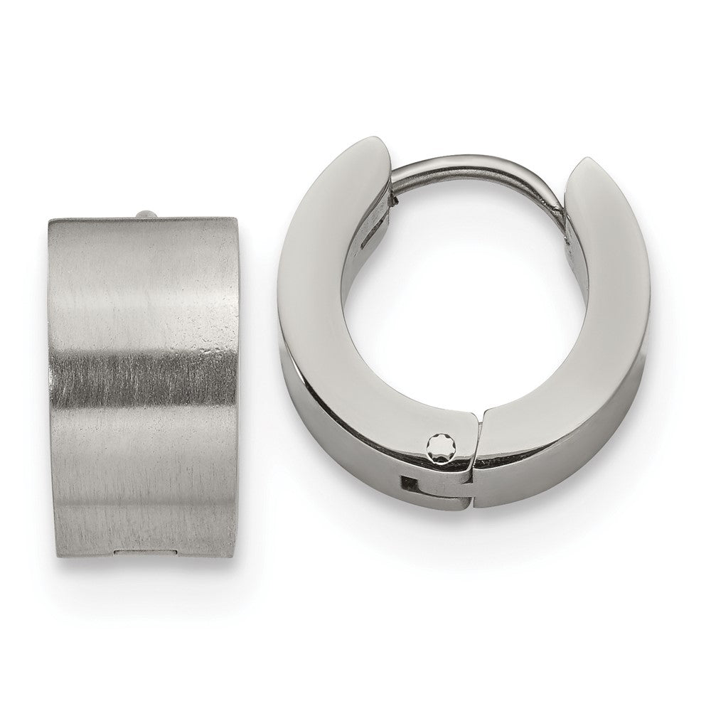 Stainless Steel Brushed and Polished 7mm Hinged Hoop Earrings