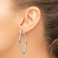Stainless Steel Polished 30mm Diameter Oval Hoop Earrings