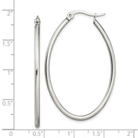 Stainless Steel Polished 30mm Diameter Oval Hoop Earrings