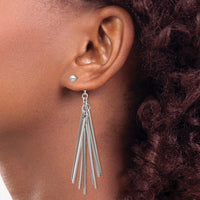 Stainless Steel Polished Multi Bar Front & Back Post Dangle Earrings