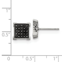 Stainless Steel Polished with 1/4ct. Black Diamond Square Post Earrings