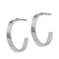 Stainless Steel Polished 20mm Diameter J Hoop Post Earrings