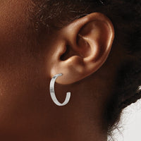 Stainless Steel Polished 20mm Diameter J Hoop Post Earrings