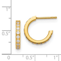 Stainless Steel Polished Yellow IP-plated with CZ Post Hoop Earrings